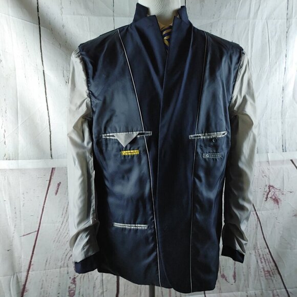 Caravelli Slim Fit Italian design Harry 2B Super 150s 48R Navy Blue 2pc Suit - Picture 10 of 16